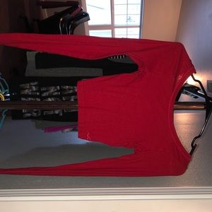 cropped/scoop back long sleeve